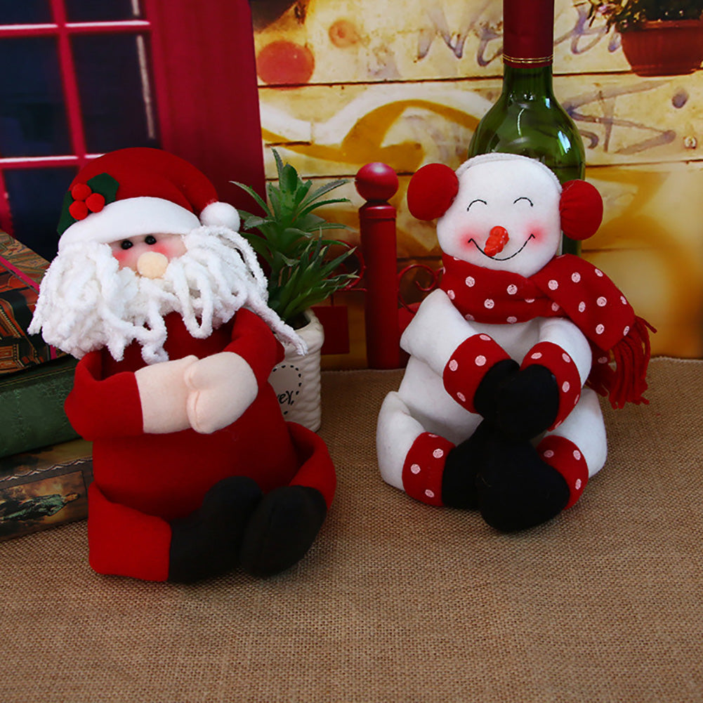 Cute Christmas Snowman Santa Claus Wine Bottle Cover Party Bar Home Decoration