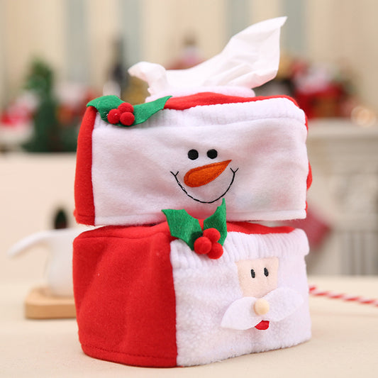 Lovely Santa Snowman Christmas Tissue Box Holder Cover Case Party Table Decor