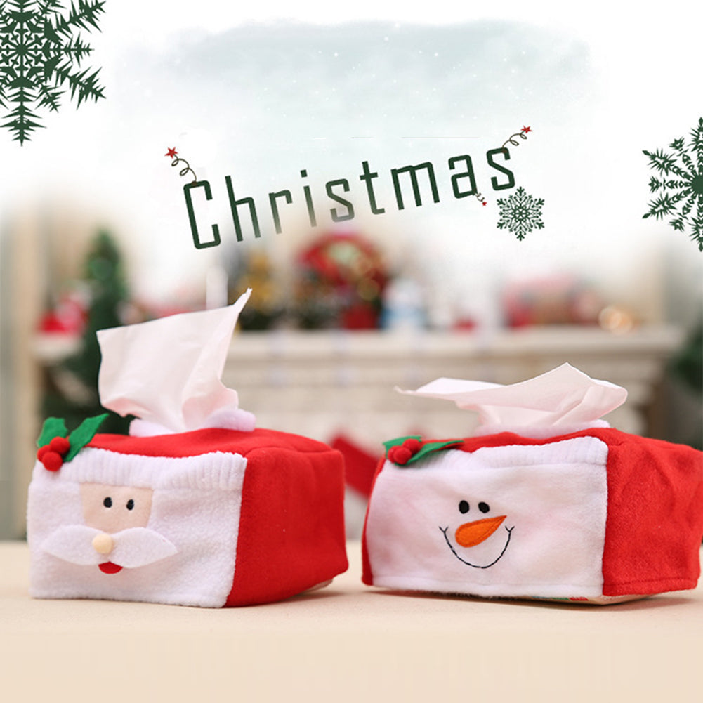 Lovely Santa Snowman Christmas Tissue Box Holder Cover Case Party Table Decor