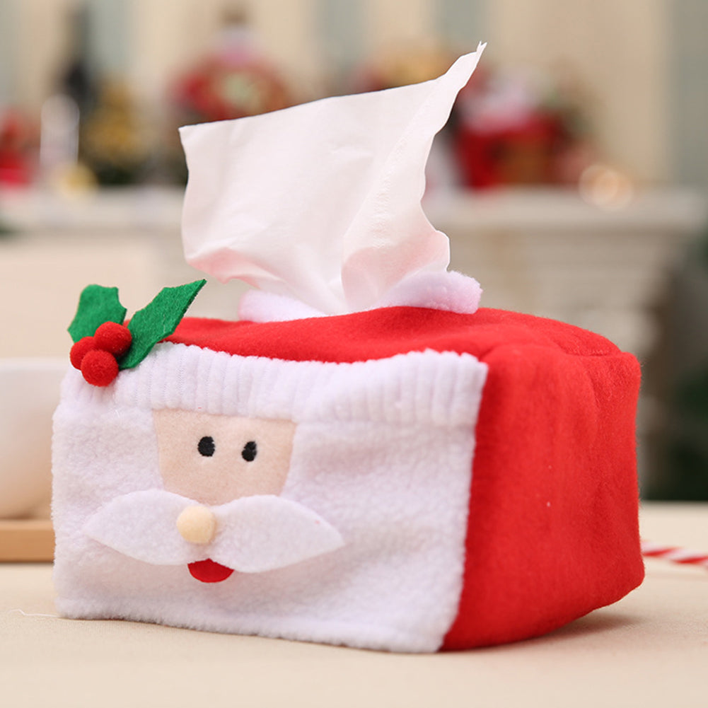 Lovely Santa Snowman Christmas Tissue Box Holder Cover Case Party Table Decor