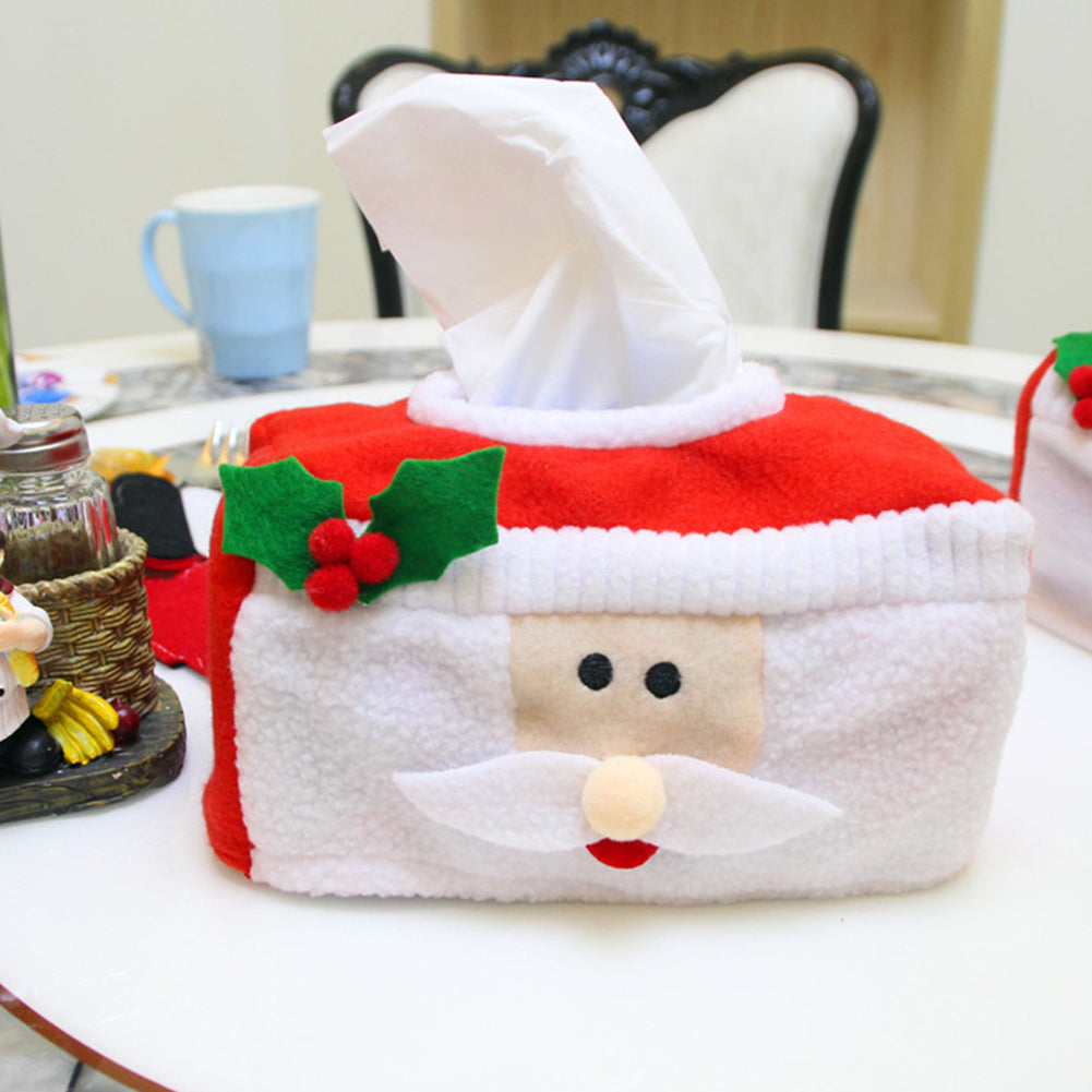 Lovely Santa Snowman Christmas Tissue Box Holder Cover Case Party Table Decor