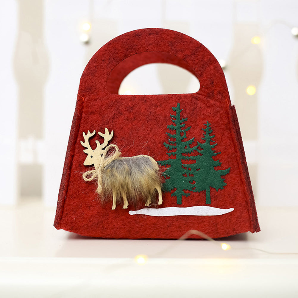 Cute Reindeer Elk Felt Round Square Candy Bag Christmas Party Gift Pouch Decor