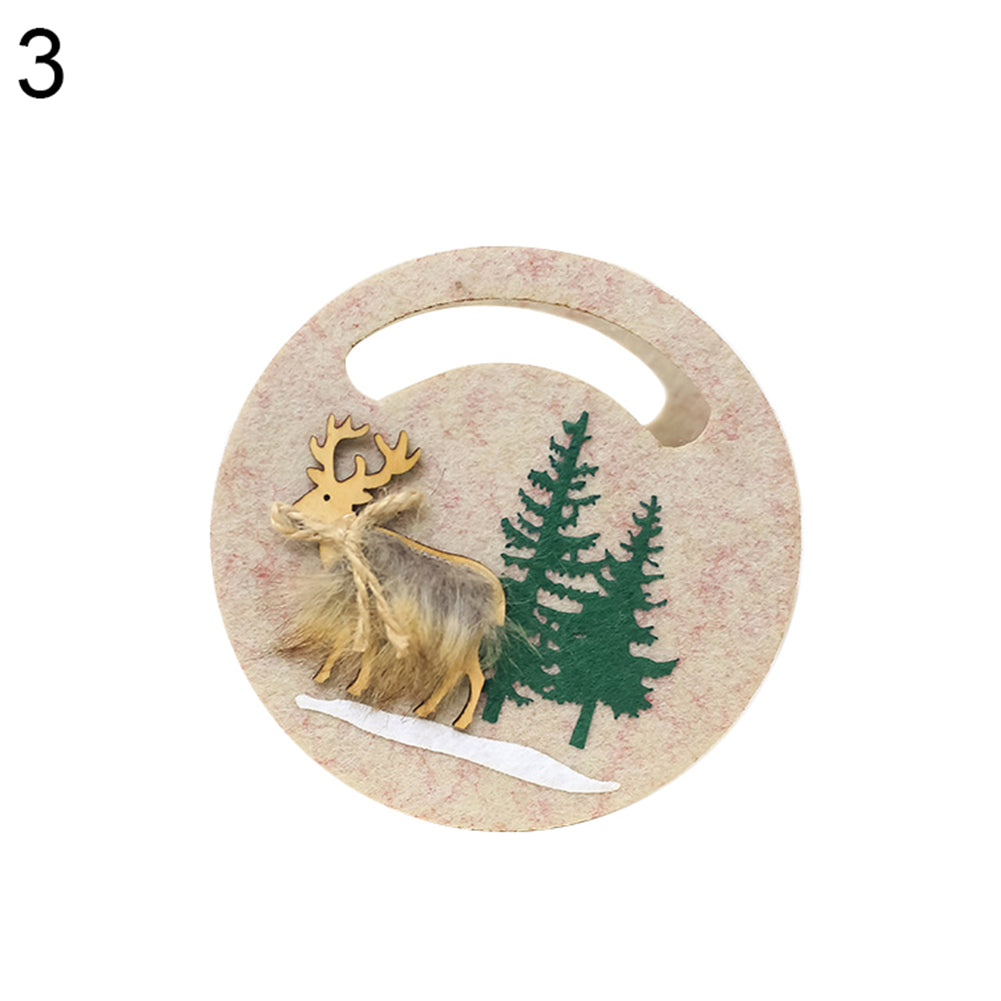 Cute Reindeer Elk Felt Round Square Candy Bag Christmas Party Gift Pouch Decor