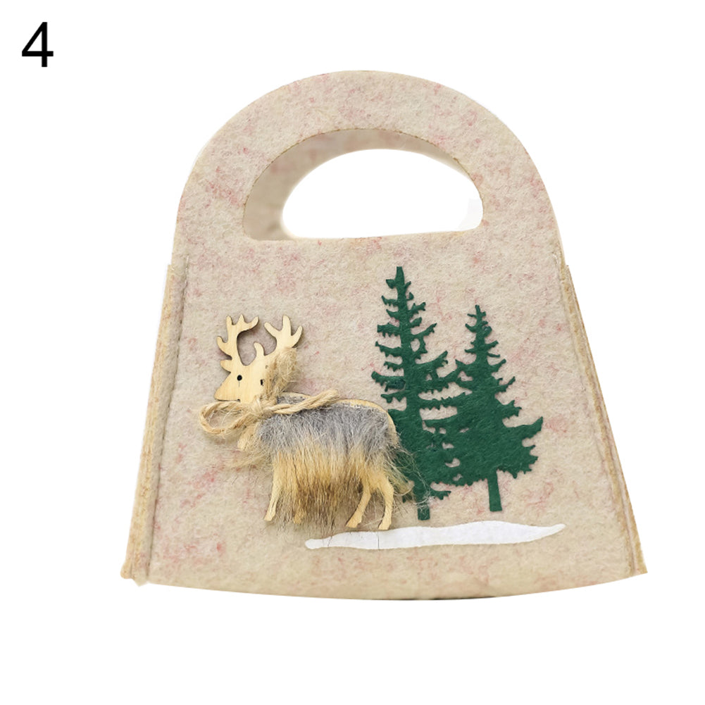 Cute Reindeer Elk Felt Round Square Candy Bag Christmas Party Gift Pouch Decor