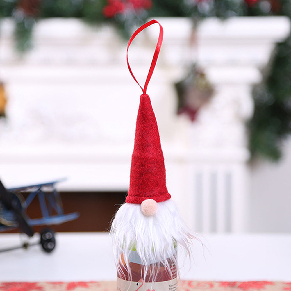 Cute Christmas Tree Hanging Gnome Home Xmas Decor Wine Bottle Cover Cap Ornament