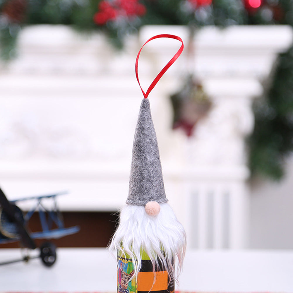 Cute Christmas Tree Hanging Gnome Home Xmas Decor Wine Bottle Cover Cap Ornament