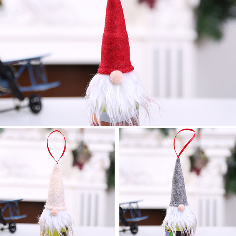 Cute Christmas Tree Hanging Gnome Home Xmas Decor Wine Bottle Cover Cap Ornament