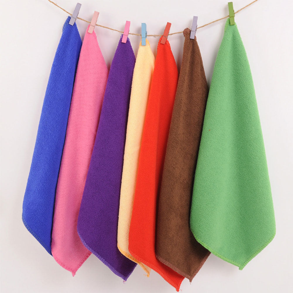 2Pcs 25x25cm Microfiber Cleaning Cloth Towel Home Car No-Scratch Washing Cloth