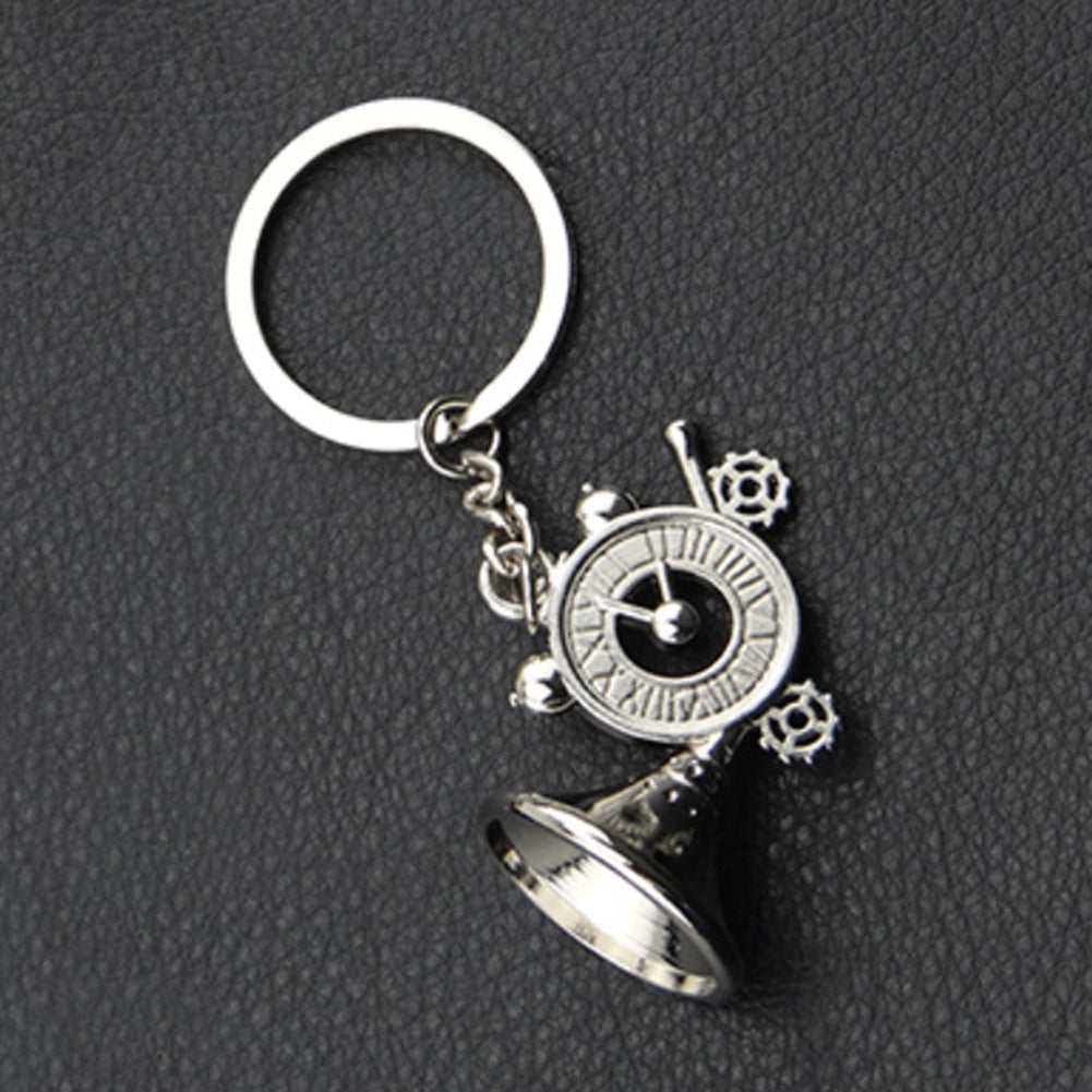 Unique Phonograph Alarm Clock Pendant Key Chain Ring Bag Purse Wallet Decor