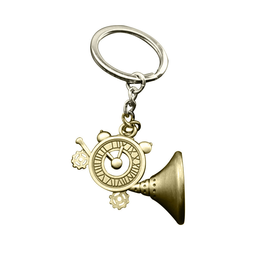 Unique Phonograph Alarm Clock Pendant Key Chain Ring Bag Purse Wallet Decor
