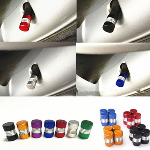 4Pcs/Set Universal Aluminum Alloy Bright Color Tire Tyre Air Valve Stems Cap