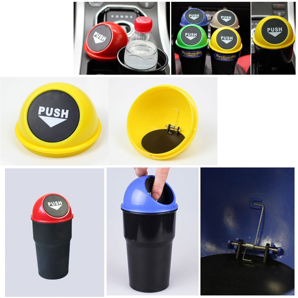 Portable Mini Car Garbage Bin Rubbish Trash Can Plastic Storage Box Organizer