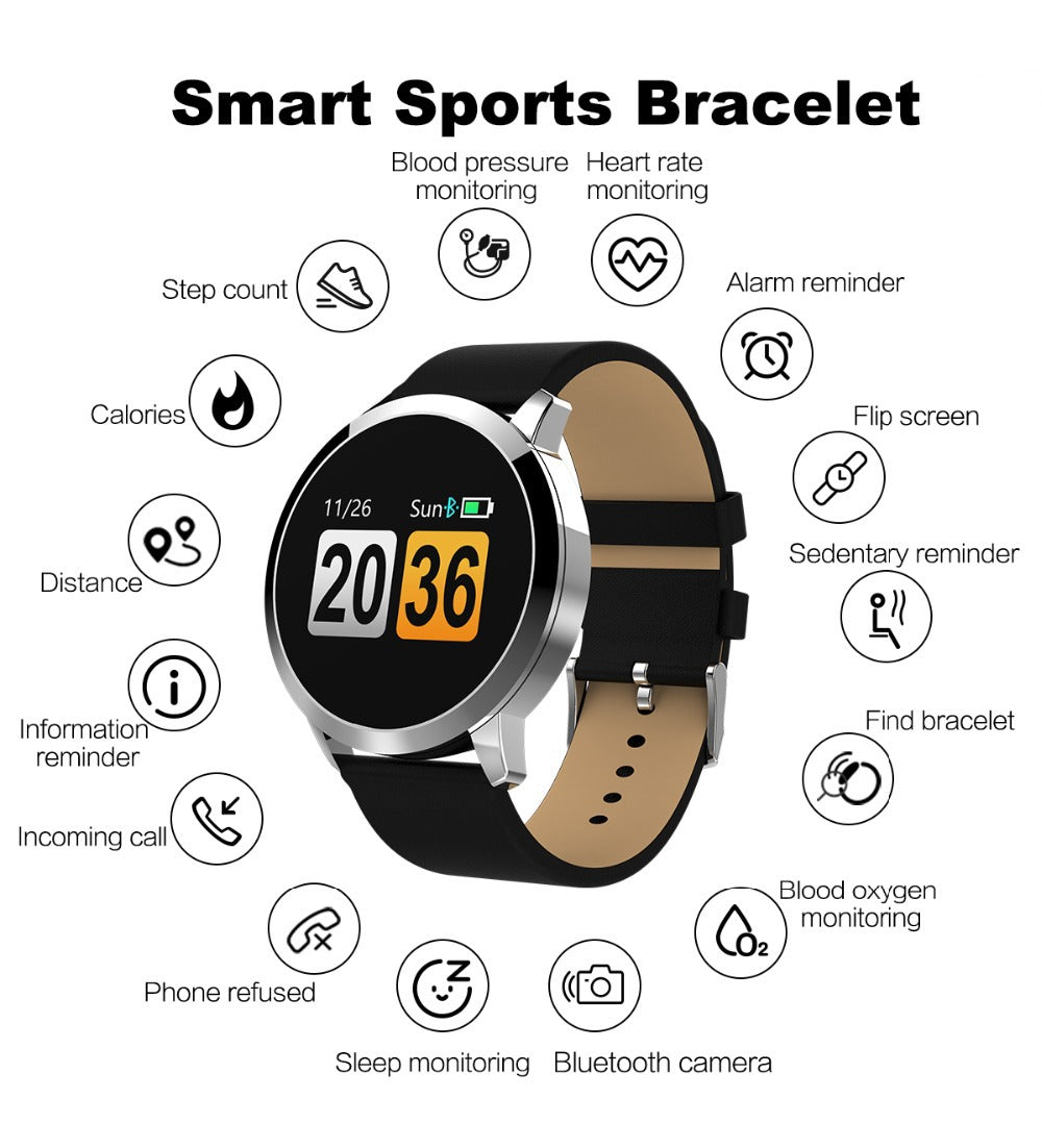 Fitness Bracelet Heart Rate Blood Oxygen Tracker Smart Band Pedometer Blood Pressure Sports Watch Wristband Color HD IPS Screen