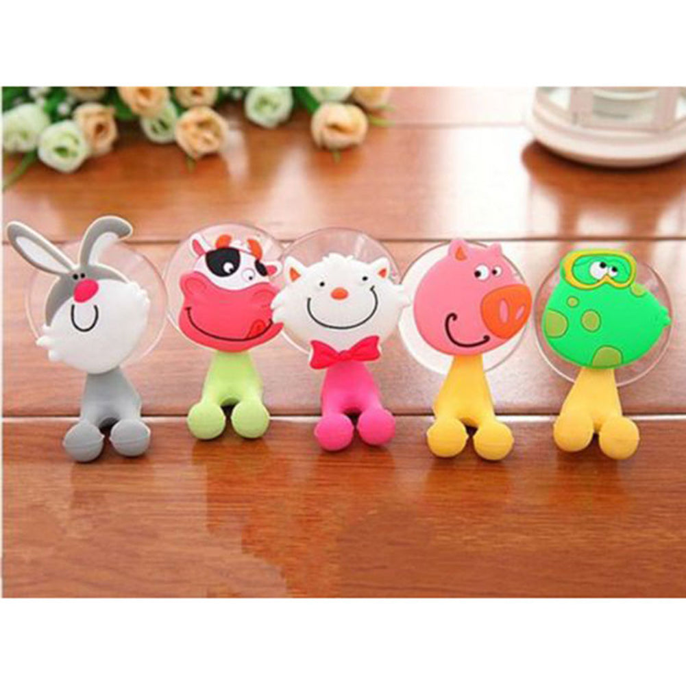Cartoon Animal Bathroom Toothbrush Suction Cup Wall Holder Hanger Rack Storage