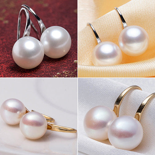 Women Imitation Pearls Ball Hook Earrings Eardrops Bridal Wedding Party Jewelry