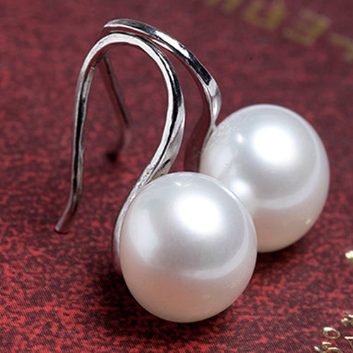 Women Imitation Pearls Ball Hook Earrings Eardrops Bridal Wedding Party Jewelry