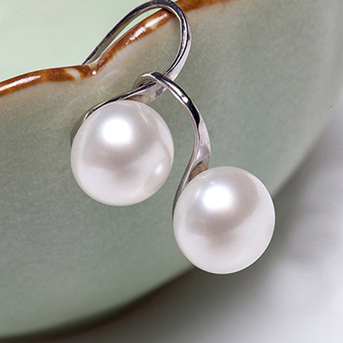 Women Imitation Pearls Ball Hook Earrings Eardrops Bridal Wedding Party Jewelry