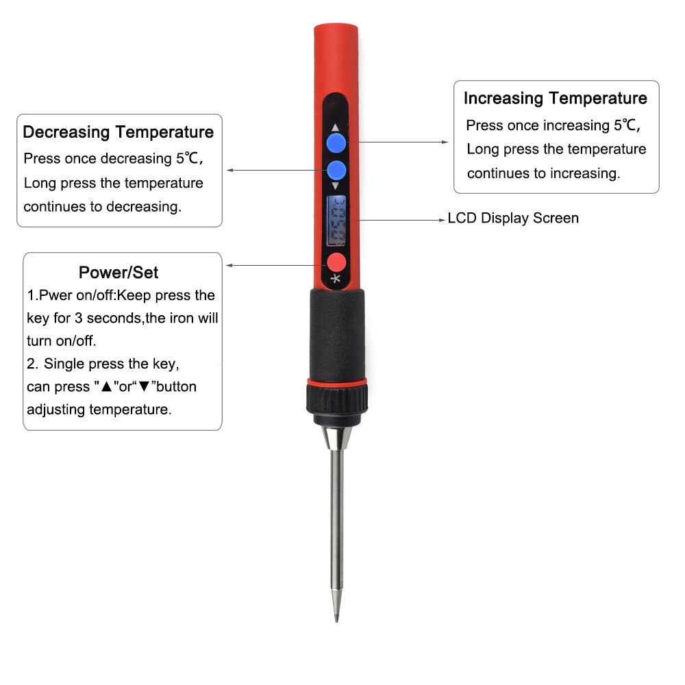 USB 5V 10W Digital Temp Adjustable Soldering Iron Kit Portable Lead-Free Welding Rework Station with Switch Tool Box