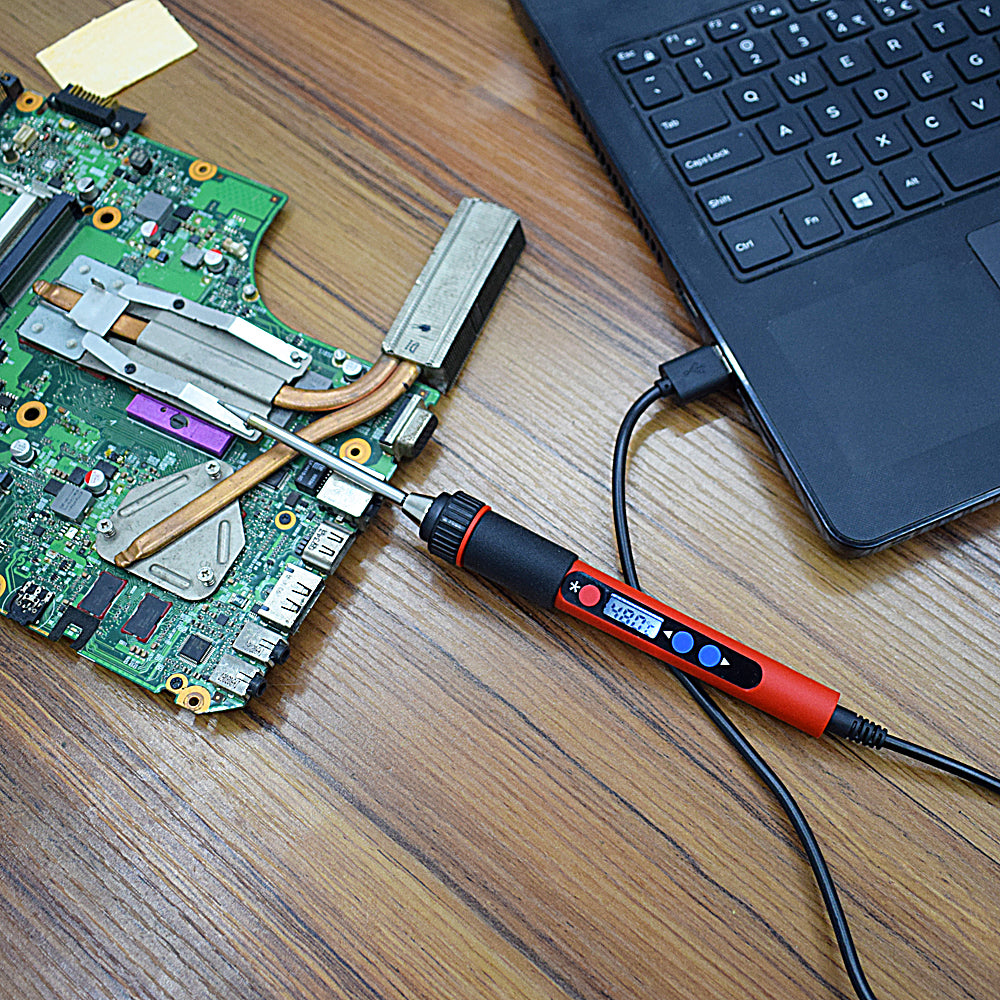 USB 5V 10W Digital Temp Adjustable Soldering Iron Kit Portable Lead-Free Welding Rework Station with Switch Tool Box