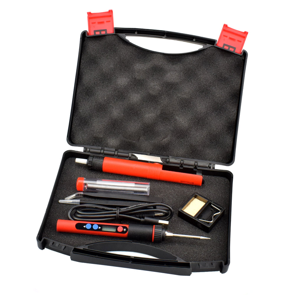 USB 5V 10W Digital Temp Adjustable Soldering Iron Kit Portable Lead-Free Welding Rework Station with Switch Tool Box