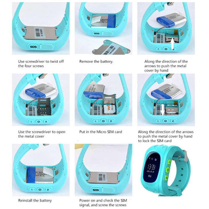 Q50 Kids Smart Watch with LBS Positioning LCD Color Display Multiple Languages Kids Smart Band with SOS Button for Help