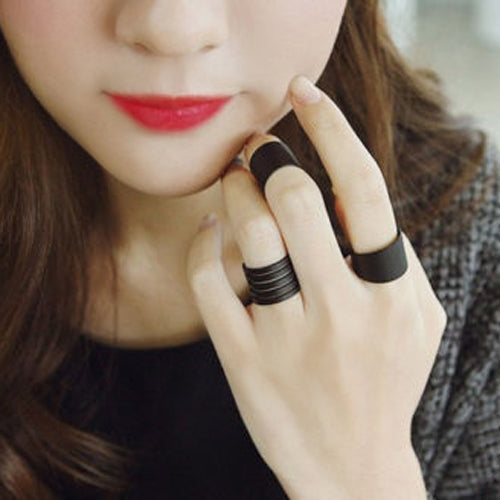 3Pcs Fashion Jewelry Ring Set Black Stack Plain Above Knuckle Band Midi Rings