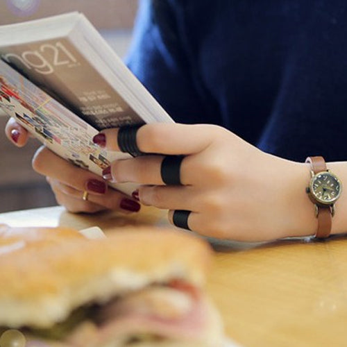 3Pcs Fashion Jewelry Ring Set Black Stack Plain Above Knuckle Band Midi Rings