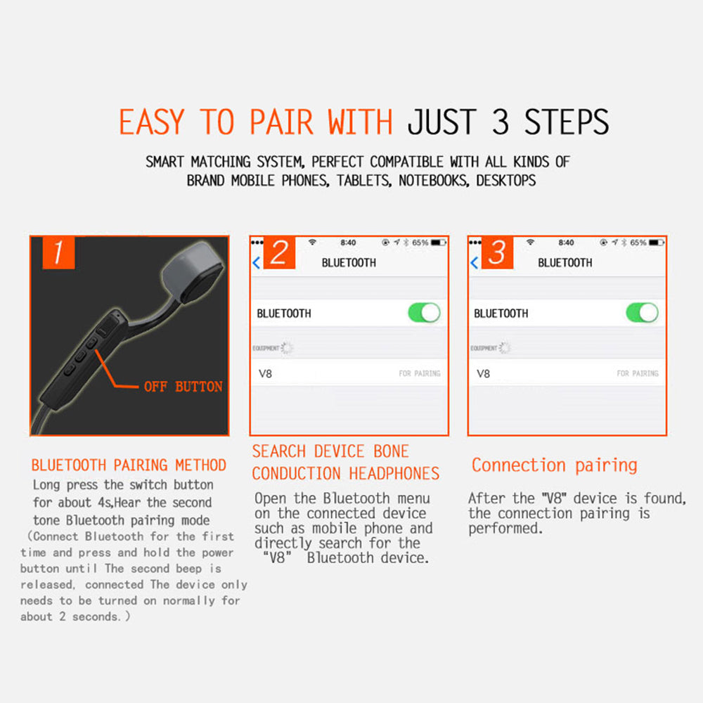 Bone Conduction Bluetooth Headset Sports Running Wireless Headset Does Not Enter The Earphones Sweat-Proof Waterproof