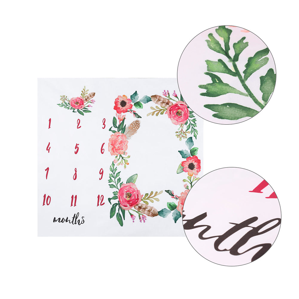 Newborn Infant Baby Flower Monthly Numbers Blanket Photography Prop Rug Mat