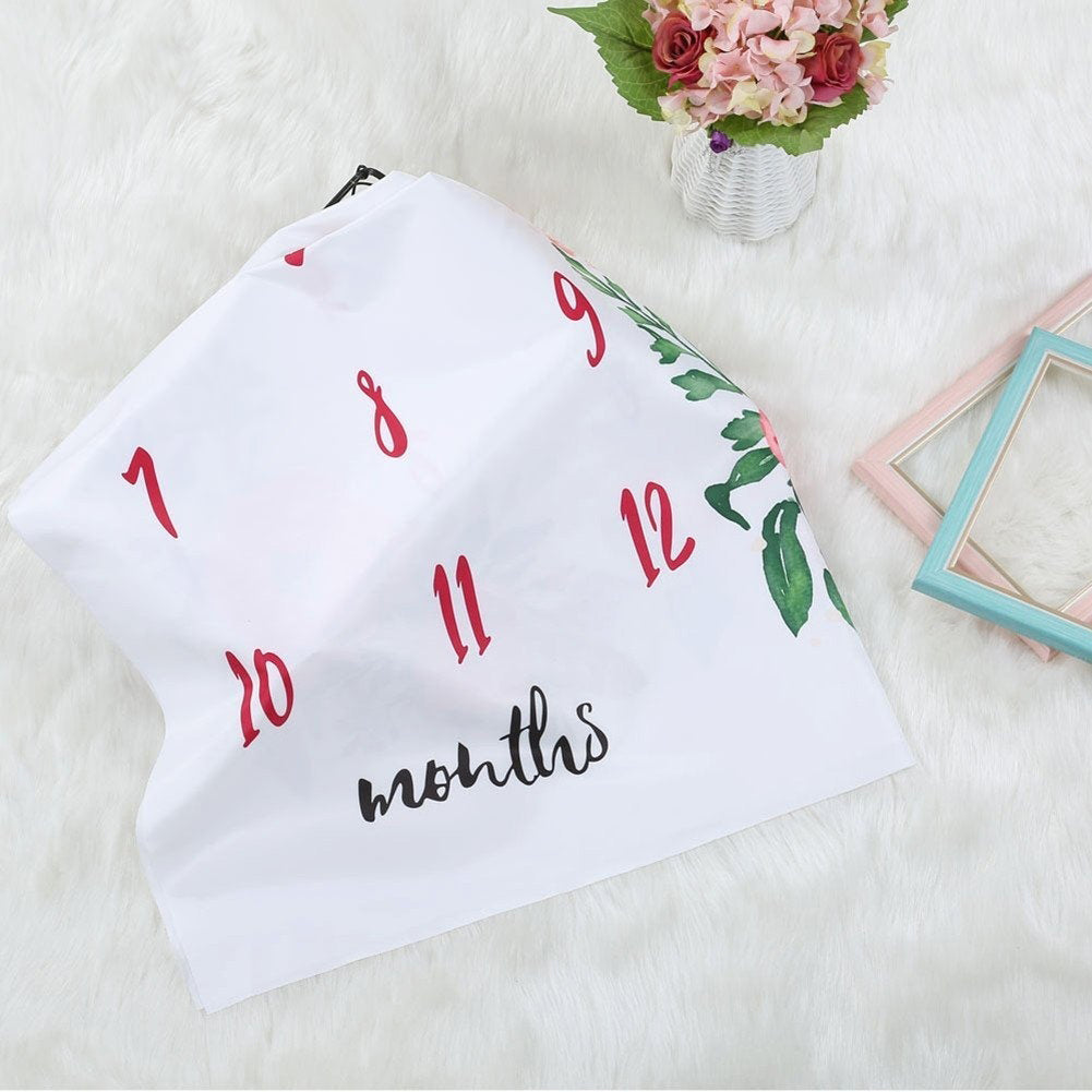 Newborn Infant Baby Flower Monthly Numbers Blanket Photography Prop Rug Mat
