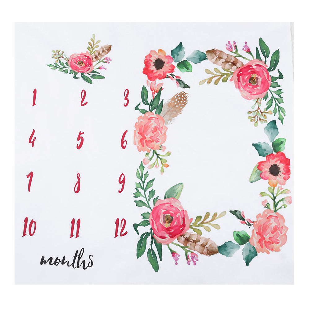 Newborn Infant Baby Flower Monthly Numbers Blanket Photography Prop Rug Mat