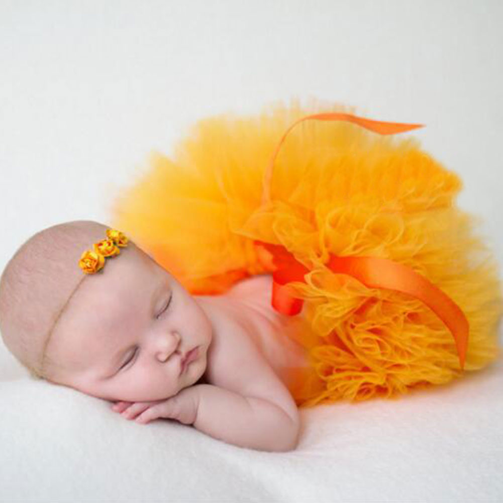 Baby Girl Newborn Cute Flower Headband and Tutu Skirt Costume Photo Prop Outfit