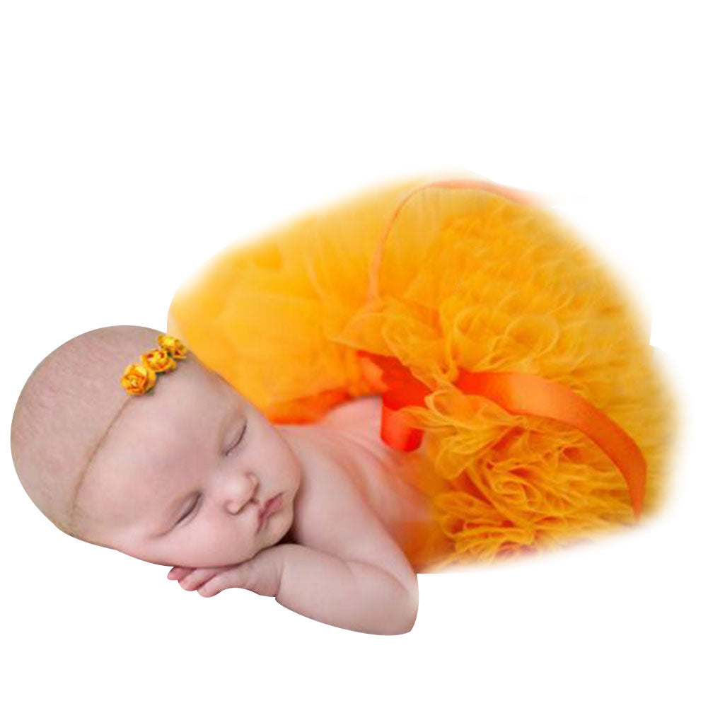 Baby Girl Newborn Cute Flower Headband and Tutu Skirt Costume Photo Prop Outfit
