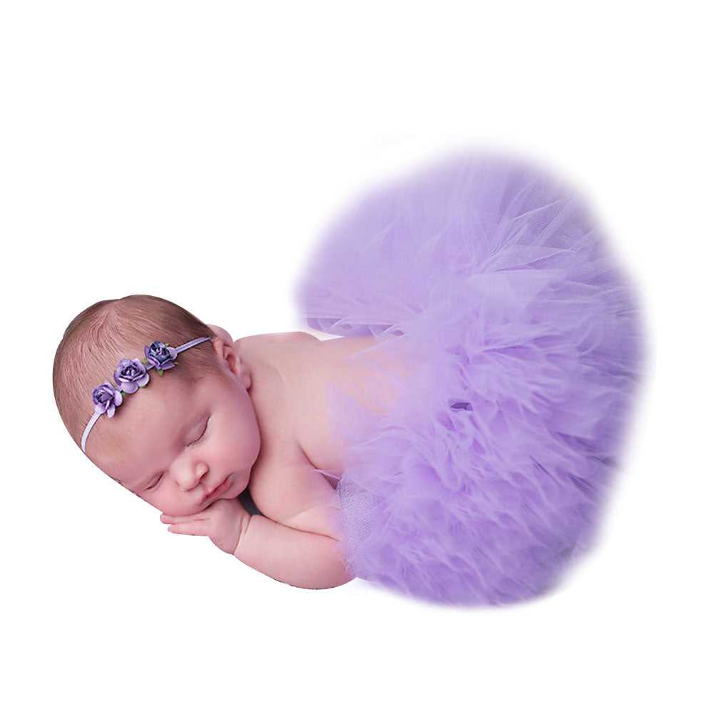 Baby Girl Newborn Cute Flower Headband and Tutu Skirt Costume Photo Prop Outfit