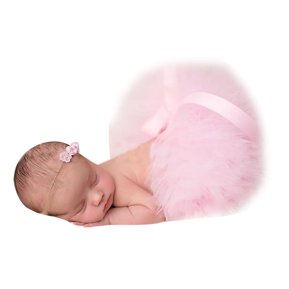 Baby Girl Newborn Cute Flower Headband and Tutu Skirt Costume Photo Prop Outfit