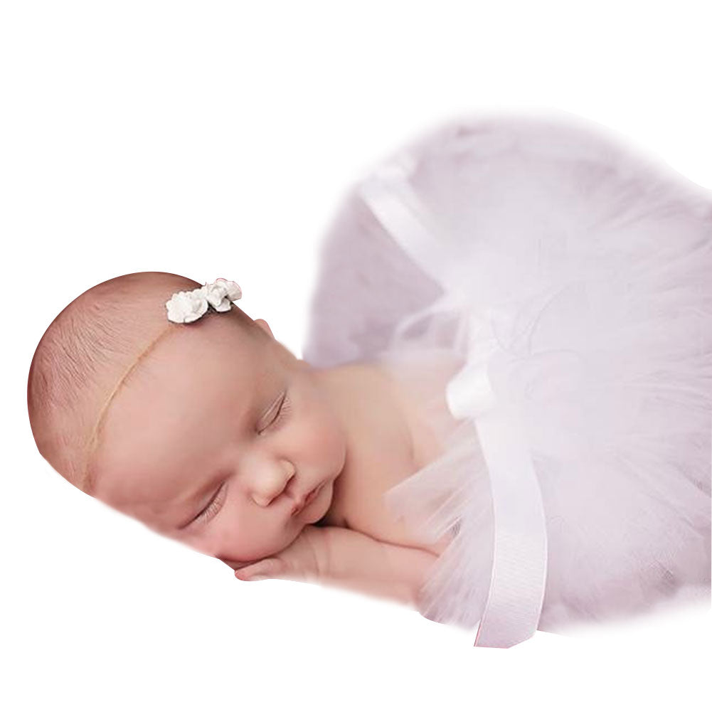 Baby Girl Newborn Cute Flower Headband and Tutu Skirt Costume Photo Prop Outfit