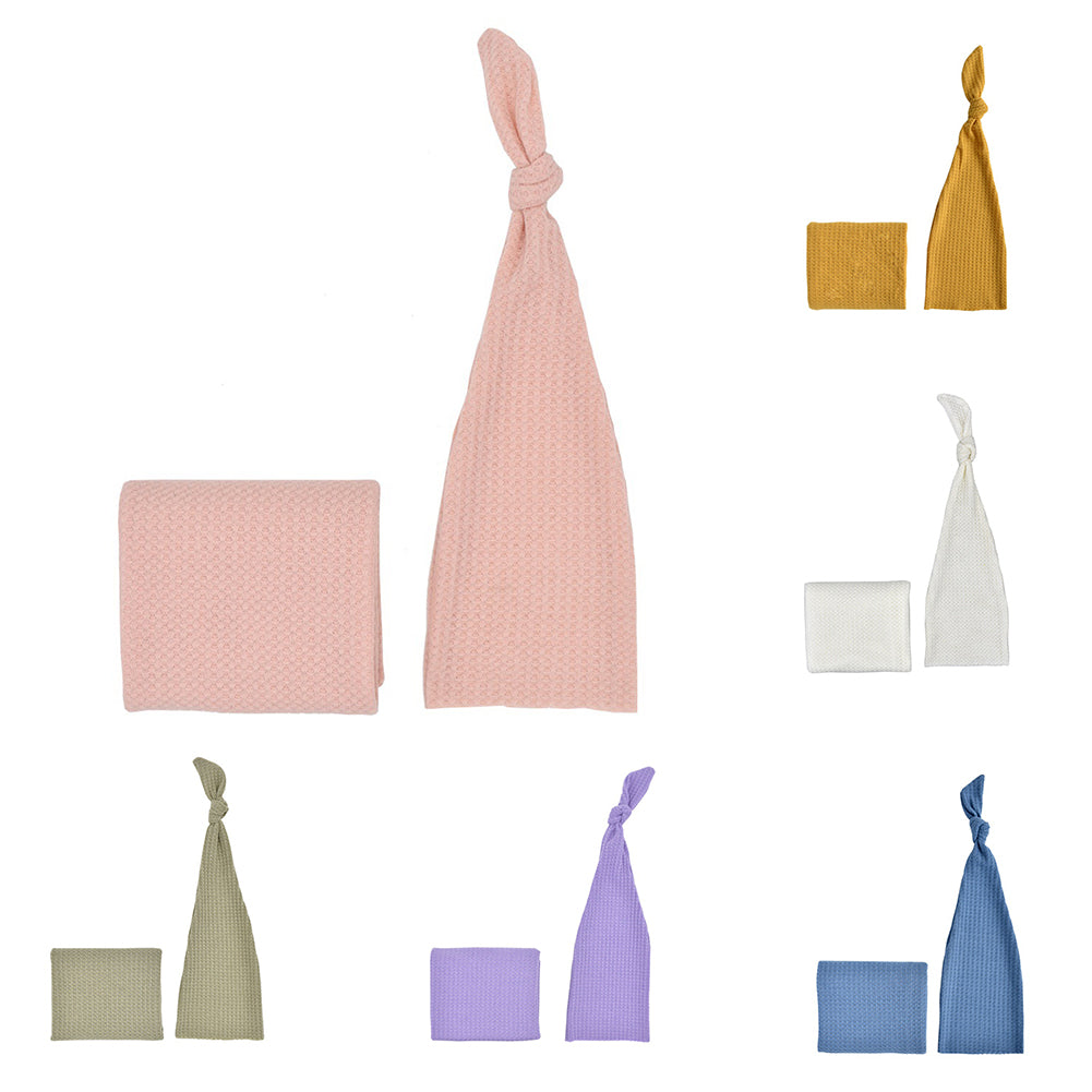 2Pcs/Set Newborn Baby Soft Knitted Wraps Long Tail Cap Studio Photography Props