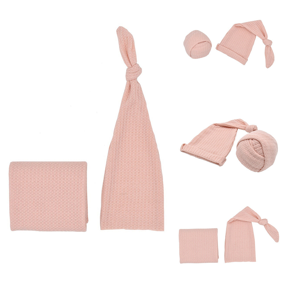 2Pcs/Set Newborn Baby Soft Knitted Wraps Long Tail Cap Studio Photography Props