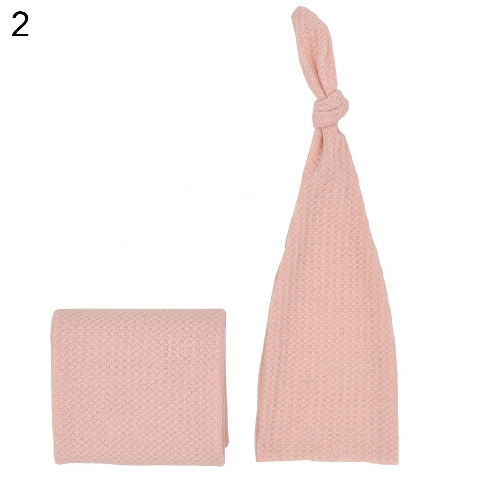 2Pcs/Set Newborn Baby Soft Knitted Wraps Long Tail Cap Studio Photography Props