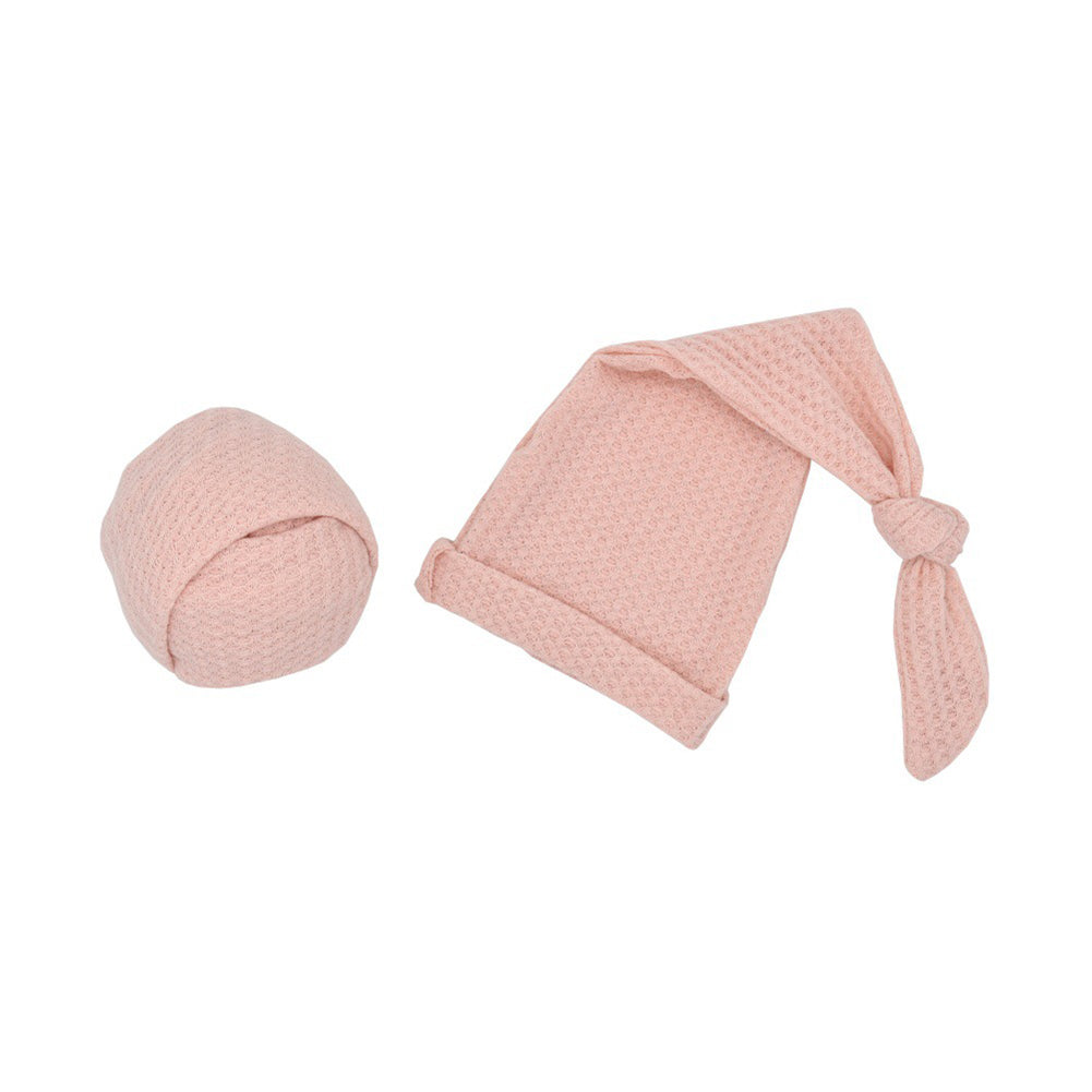 2Pcs/Set Newborn Baby Soft Knitted Wraps Long Tail Cap Studio Photography Props