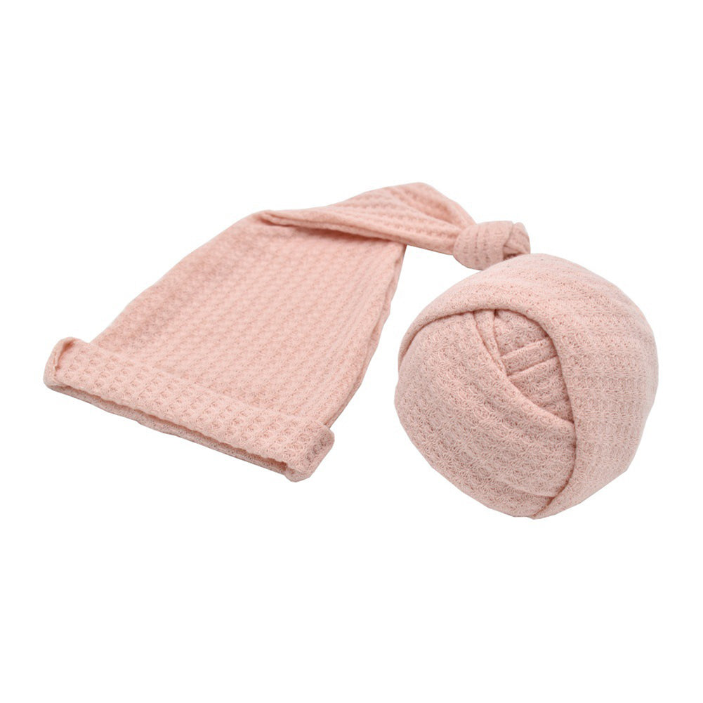 2Pcs/Set Newborn Baby Soft Knitted Wraps Long Tail Cap Studio Photography Props