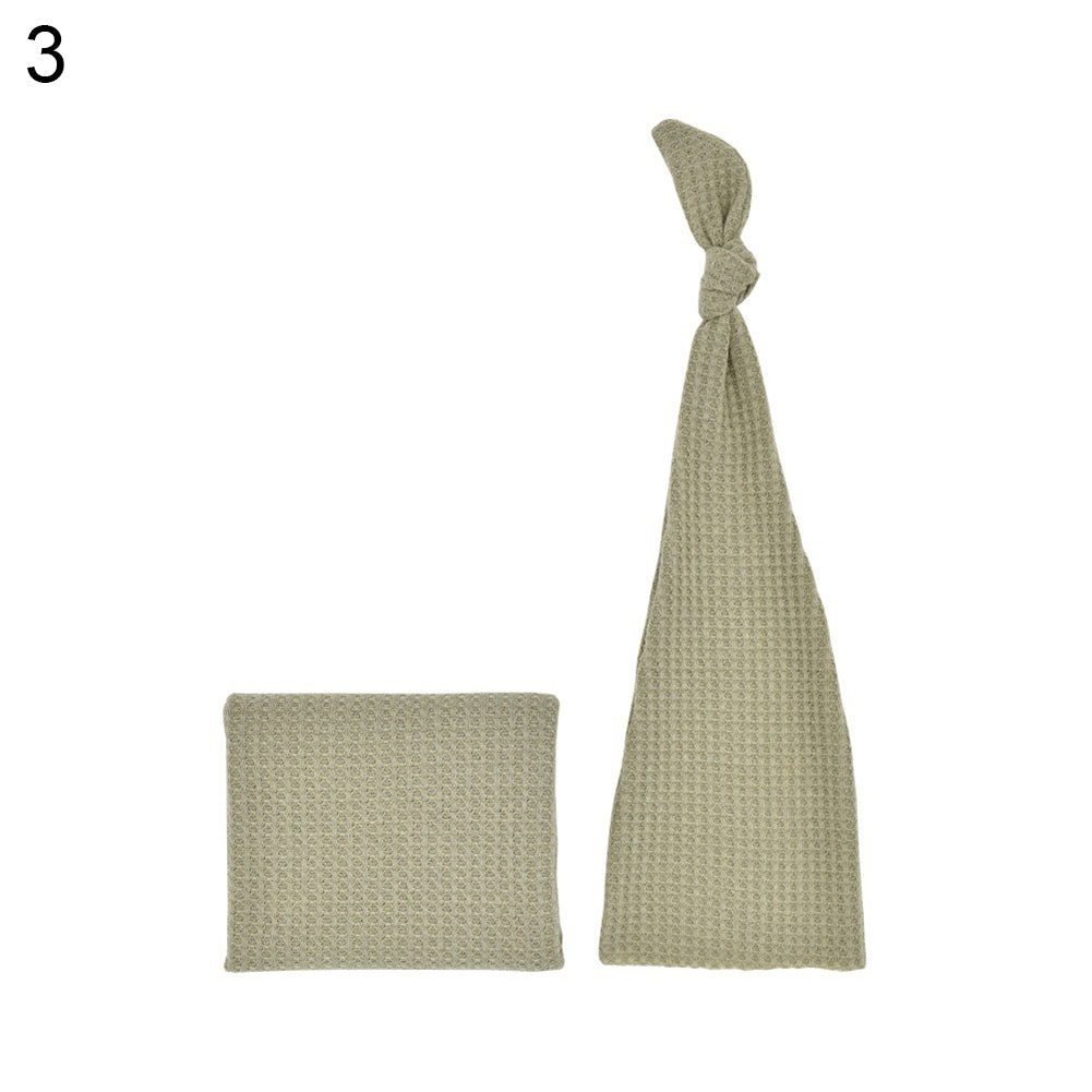 2Pcs/Set Newborn Baby Soft Knitted Wraps Long Tail Cap Studio Photography Props