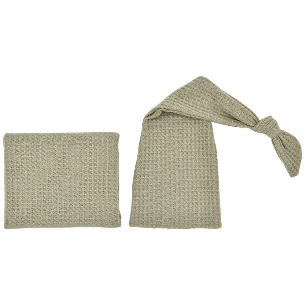 2Pcs/Set Newborn Baby Soft Knitted Wraps Long Tail Cap Studio Photography Props