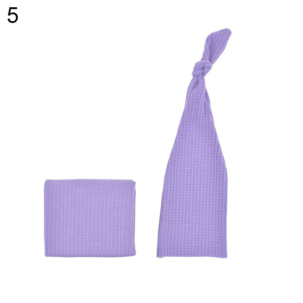 2Pcs/Set Newborn Baby Soft Knitted Wraps Long Tail Cap Studio Photography Props