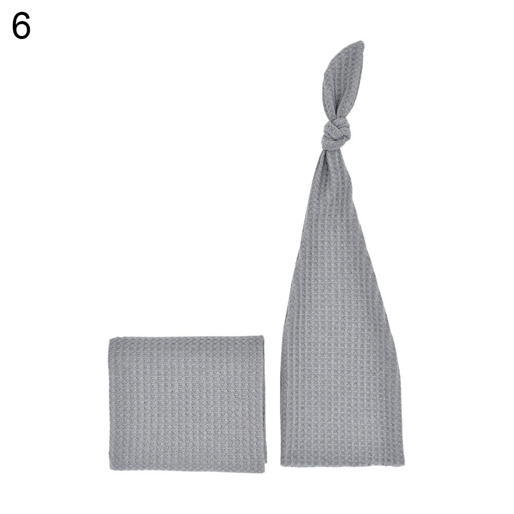 2Pcs/Set Newborn Baby Soft Knitted Wraps Long Tail Cap Studio Photography Props