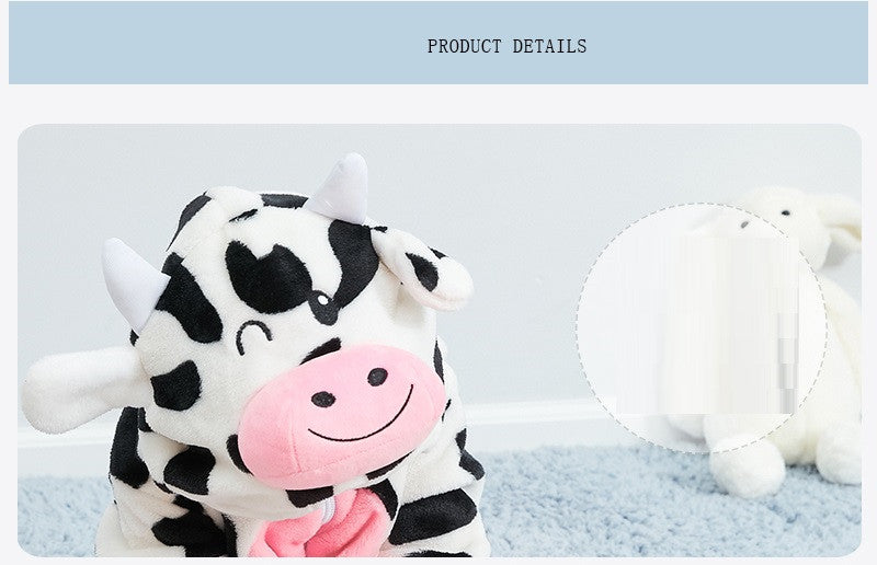 Cow Flannel Kids Pajamas Animal Cosplay Onesies Children Sleepwear For Boys Girls Jumpsuit Hooded for 1-24month JY-004