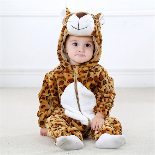 Onesie Kids Animals leopard Children Flannel Pajamas Cartoon Boys Girls Party Cosplay Jumpsuit Sleepwear for 1-24month JY-010