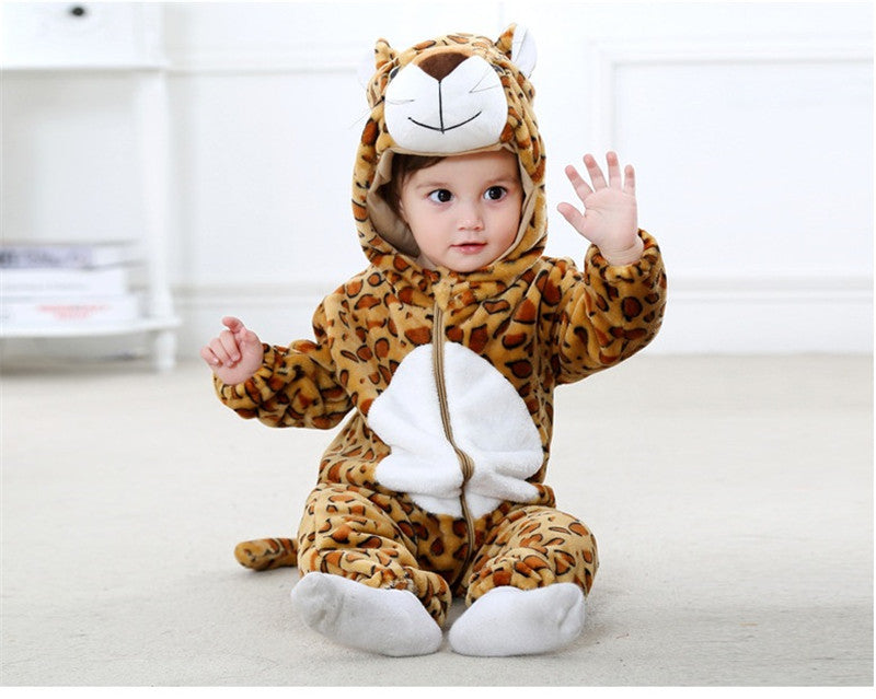 Onesie Kids Animals leopard Children Flannel Pajamas Cartoon Boys Girls Party Cosplay Jumpsuit Sleepwear for 1-24month JY-010