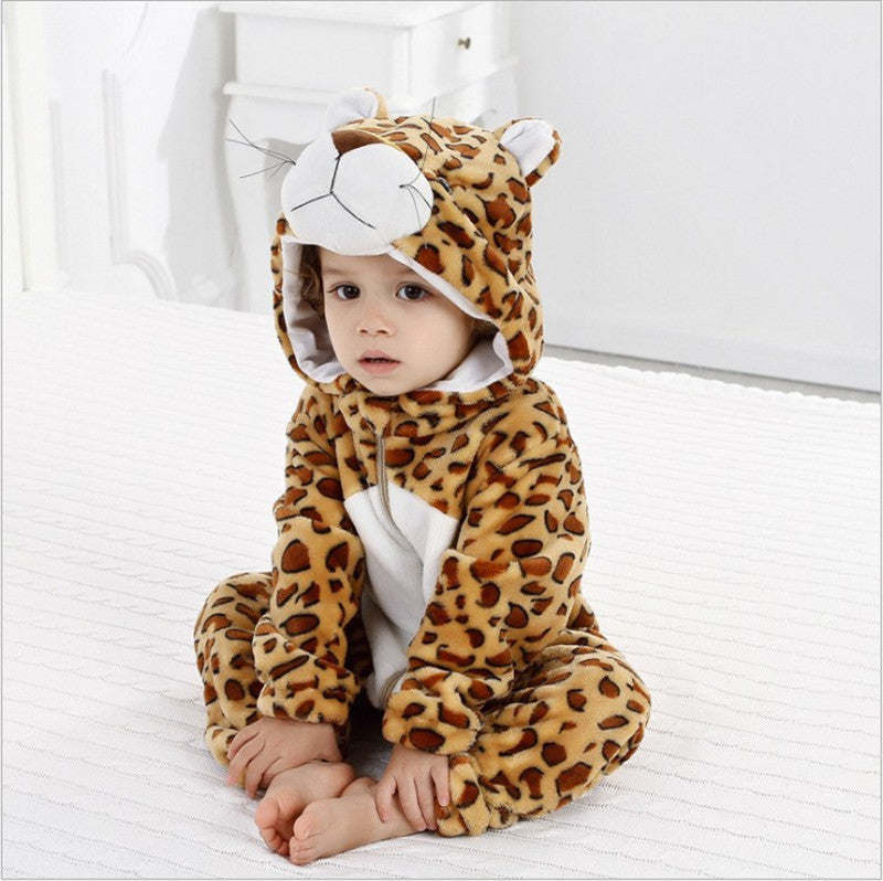 Onesie Kids Animals leopard Children Flannel Pajamas Cartoon Boys Girls Party Cosplay Jumpsuit Sleepwear for 1-24month JY-010