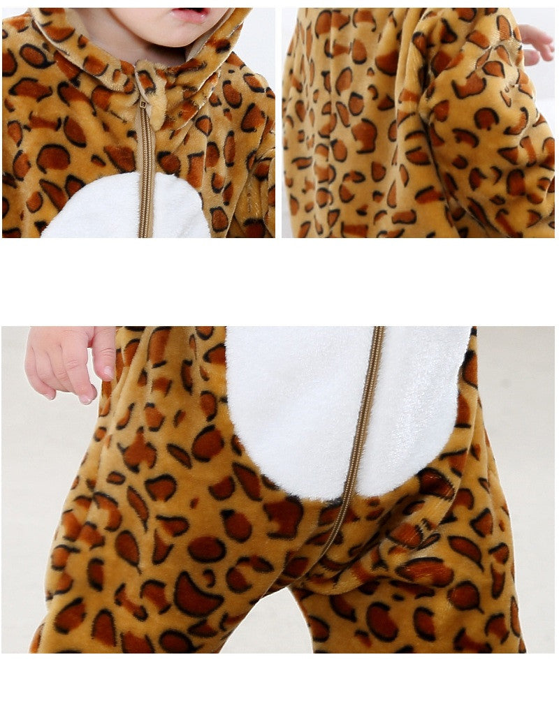Onesie Kids Animals leopard Children Flannel Pajamas Cartoon Boys Girls Party Cosplay Jumpsuit Sleepwear for 1-24month JY-010